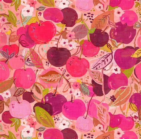 Vintage Retro Cherry Fabric Sweet Cherries By Fable Design Retro