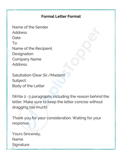 If in doubt, format the first letter formally and use their response to guide how you continue to. Formal Letter | How To Write a Formal Letter? Template ...