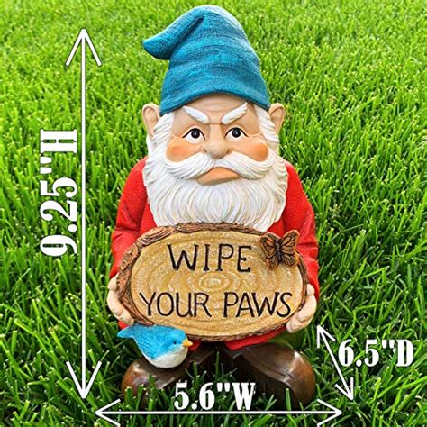 Mood Lab Garden Gnome Wipe Your Paws Sign Gnome 9 25 Inch Tall