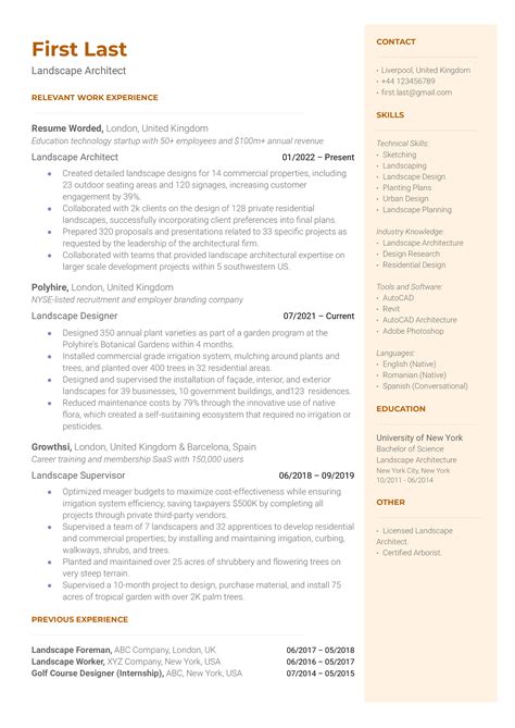 Landscape Architect Resume Examples For 2024 Resume Worded