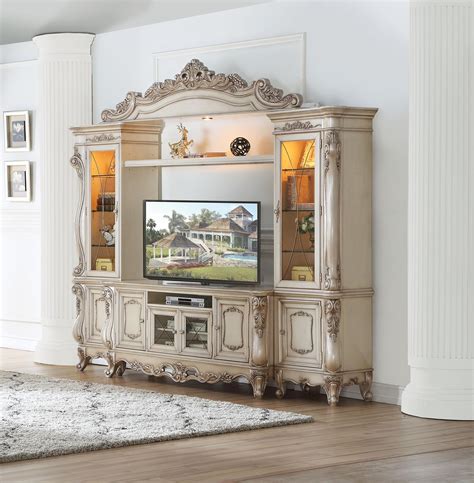 Luxury TV Entertainment Center Set Gorsedd-91440 Antique White Acme ...