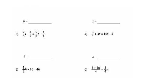 Multi-Step Equations with Fractions Worksheets