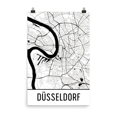 Dusseldorf Germany Street Map Poster Wall Print By Modern Map Art