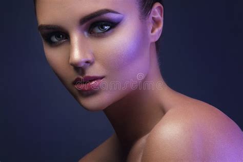 Portrait Of Beautiful Woman Stock Image Image Of Blue Face 244247727