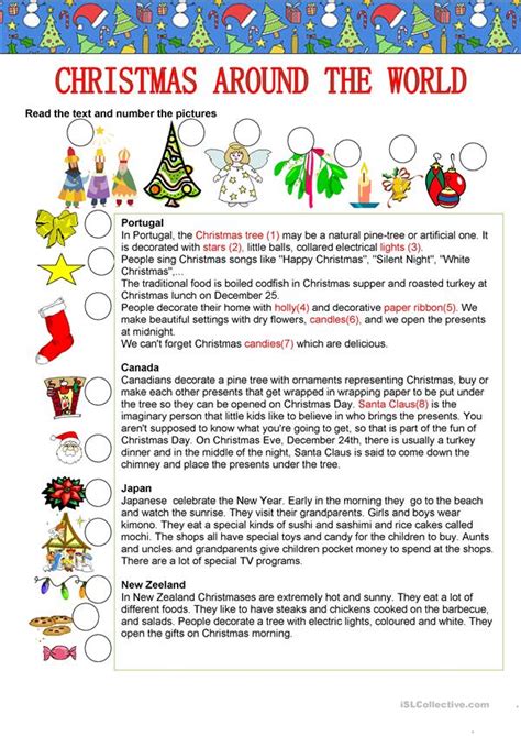 Christmas worksheets and printables bring merriment and cheer to the holiday season. Christmas around the world worksheet - Free ESL printable ...