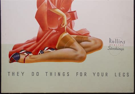 1940s rollins runstop stockings sign they do things for your legs gga golden age posters