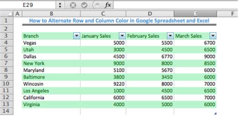 How To Alternate Row And Column Color In Excel And Google Spreadsheet