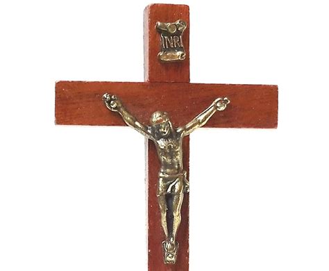 Inri Cross Crucifix Wood Brass Crucifix Jesus Christ Religious Etsy