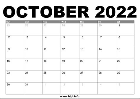 Printable Calendar For October 2022 August Calendar 2022