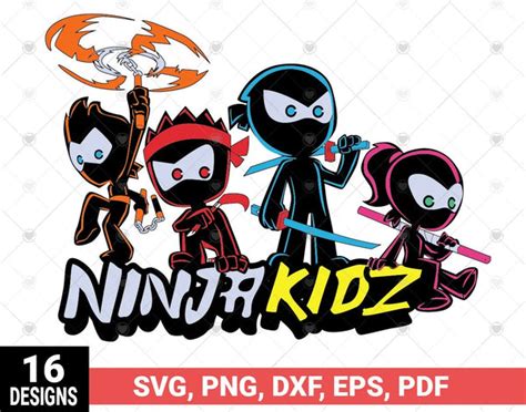 Ninja For Kidz Svg Bundle Bundle Layered Svg Png Pdf Dxf Eps Cric