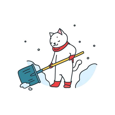 Winter Time Doodle Illustration Cute Cat Stock Vector Royalty Free