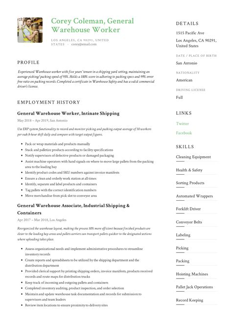 46 Warehouse Worker Resume Template That You Can Imitate