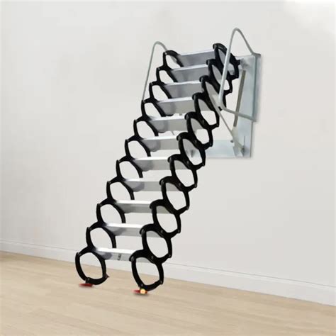 12 Steps Folding Ladder Wall Mounted Loft Stairs Pull Down Step Ladder