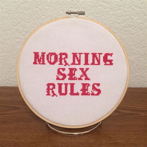 Framed Morning Sex Rules Cross Stitch Mature Modern Etsy