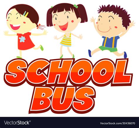 Font Design For Word School Time With Happy Kids Vector Image