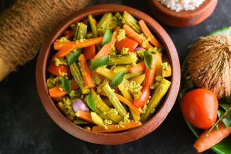 Aviyal And Rice Kerala Mixed Vegetable Curry For Onam Festival Stock