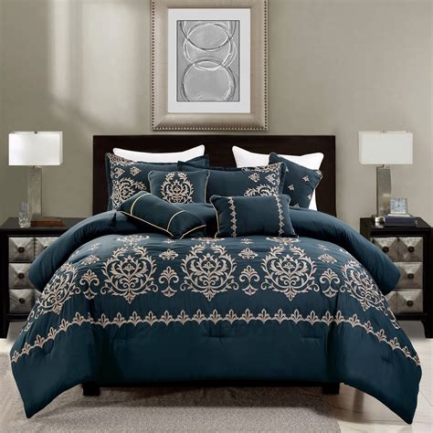Buy Sapphire Home Luxury Piece Queen Comforter Set With Shams Cushions Modern Elegantly Regal