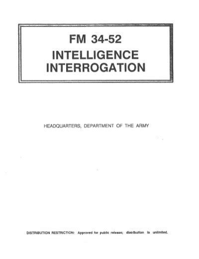 Field Manual Fm Intelligence Interrogation