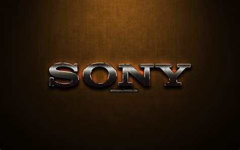2k Free Download Sony Glitter Logo Creative Bronze Metal Background