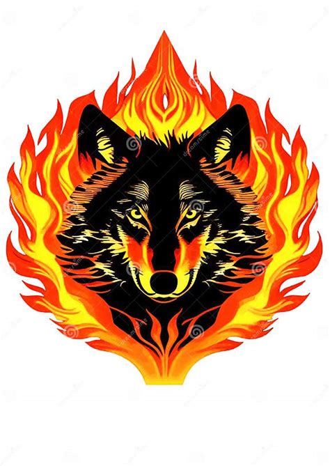 Wolf Head With Fire And Flames Illustration Stock Photo Image Of