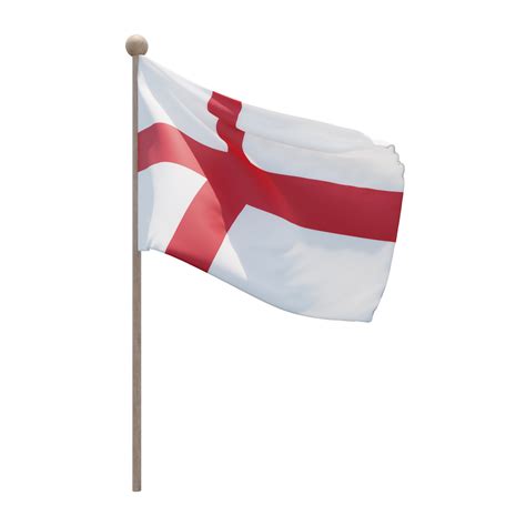 Free England 3d Illustration Flag On Pole Wood Flagpole 11285859 Png