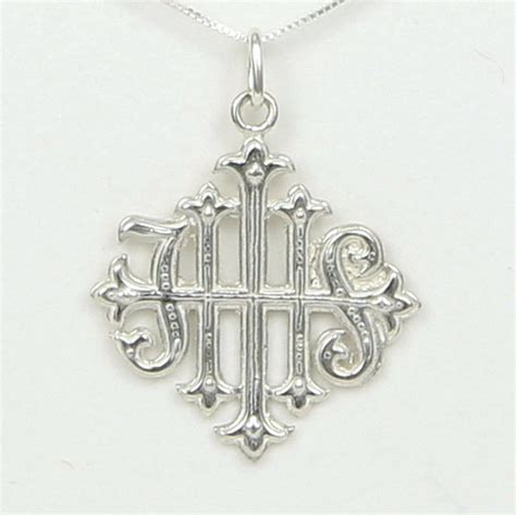 Christogram Ihs Cross Sterling Silver Necklace Ancient