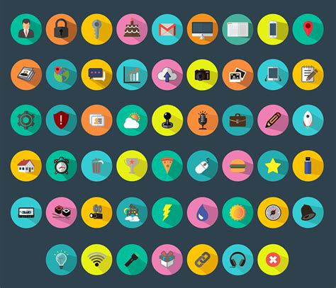 Free 52 Colorful Flat Icons Vector Titanui