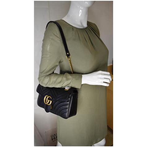 Gucci Gg Marmont Small Matelasse Leather Crossbody Bag Black 443497