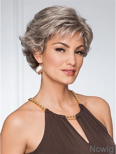 Capless Curly Cropped Inch Grey Wigs