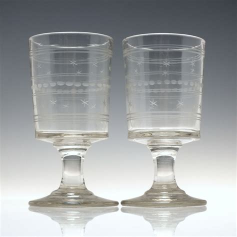 pair victorian engraved glass rummer with bucket bowls c1880 rummers exhibit antiques