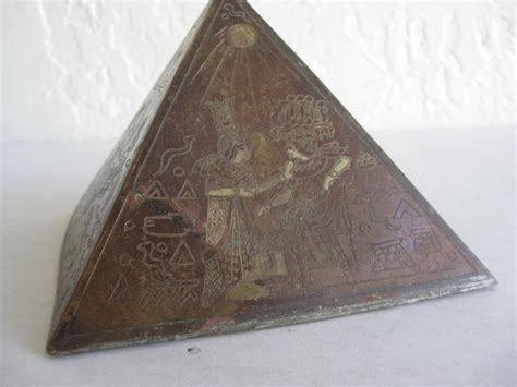 Antique Art Deco Brass And Copper Egyptian Revival Pyramid Desk Statue Paperweight At 1stdibs