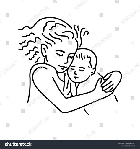 Sister Brother Color Line Illustration Stock Vector Royalty Free
