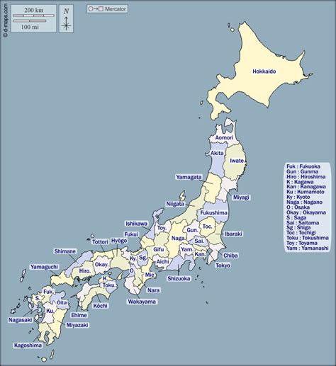 Download japan map stock vectors. Japan free map, free blank map, free outline map, free base map outline, prefectures, names, color