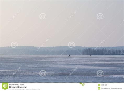 Wide View Of A Frozen Lake Stock Photo Image Of Fisher 69061228
