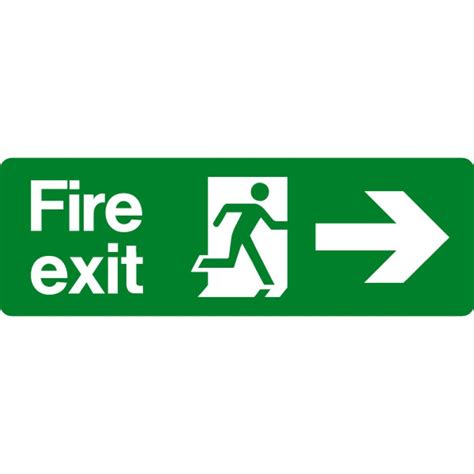 Fire Exit Right Arrow Sign 600mm X 200mm L11 Vinyl Display Signs
