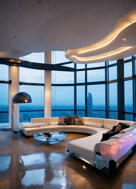 Lexica Huge Modern Futuristic Urban Penthouse Interior With Fashionmodell