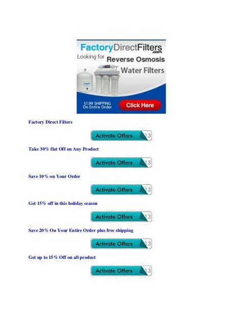 Factory Direct Filters Coupon Code