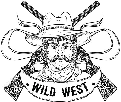 Wild West Cowboy With Shotguns And Banner Vinyl Decal Sticker Shinobi