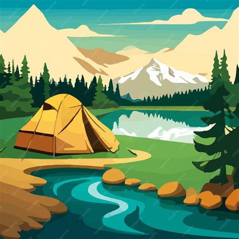 Premium Vector Camping Concept Art Vector Illustration Of Beautiful