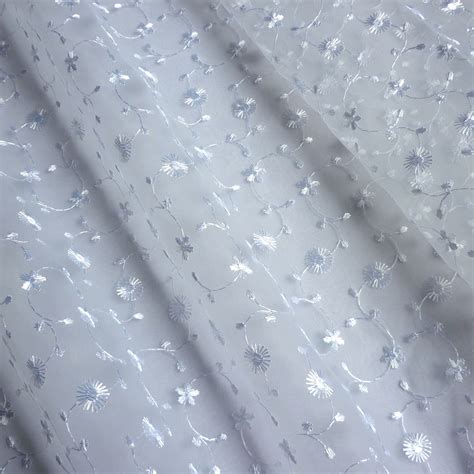 Embroidered Organza Fabric With Scalloped Edge 3 Colours Per Metre