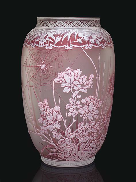 English Cameo Glass Vase Circa 1880 1890 Attributed To Thomas Webb And Sons Indistinctly Etched
