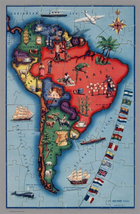 South America Map Puzzle Cut On Country Lines With Large Countries Divided In Several Pieces