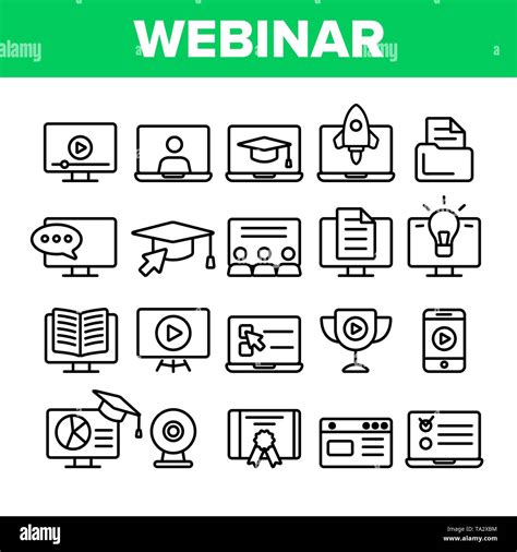 Webinar Online Education Vector Linear Icons Set Stock Vector Image