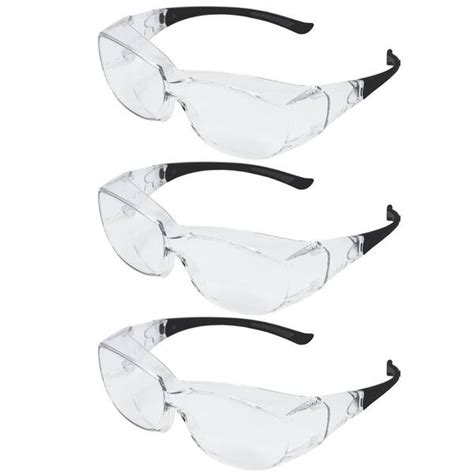 Zayaan Health Primex Black Clear Lens Temple Safety Glasses 3 Pairs Zh Prxsg Cllbkt Ms14 3