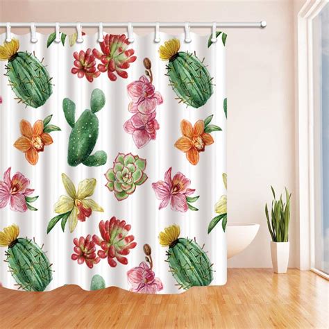 Artjia Prickly Plants Decor Watercolor Cactus Flowers With Succulents