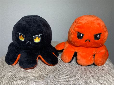 Double Sided Reversible Mood Emotion Octopus Soft Plush Toy Etsy