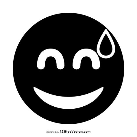 Black Grinning Face With Sweat Emoji Emoji Free Vector Art Graphic