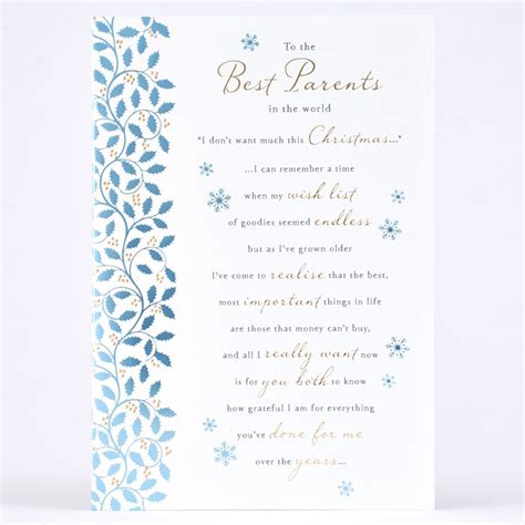 Christmas Card Best Parents Poem Only £099