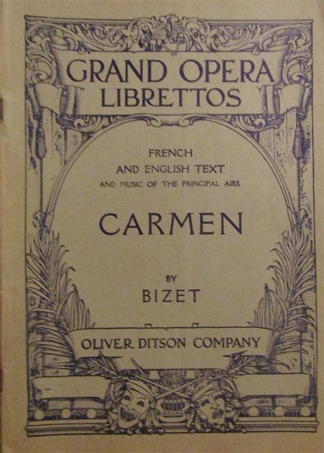 Metropolitan Opera House Grand Opera Libretto Carmen Very Good Soft