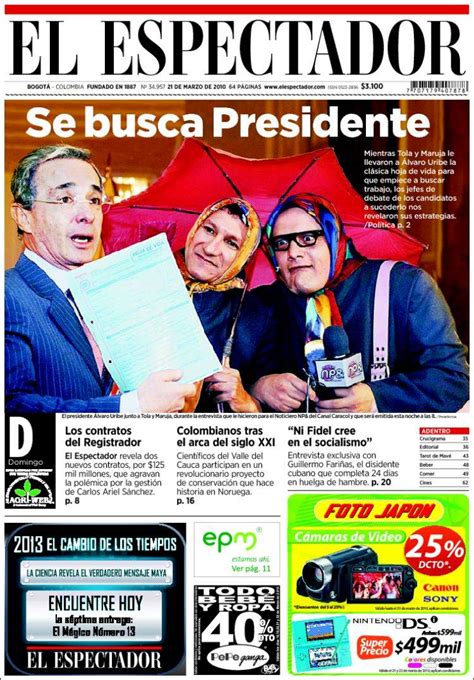 Periódico El Espectador Colombia Periódicos De Colombia Edición De